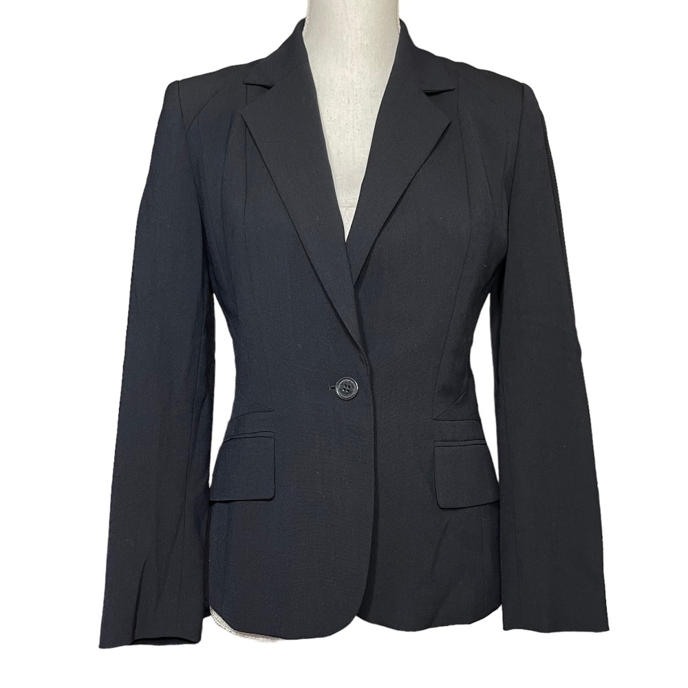 Navy Blazer 4P Petite 4 Anne Klein Classic Business Casual Blue Preppy Notched